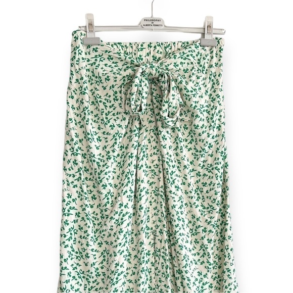NWT Ganni Tie Front‎ Crepe Skirt, Green, Size 42 - Picture 6 of 16